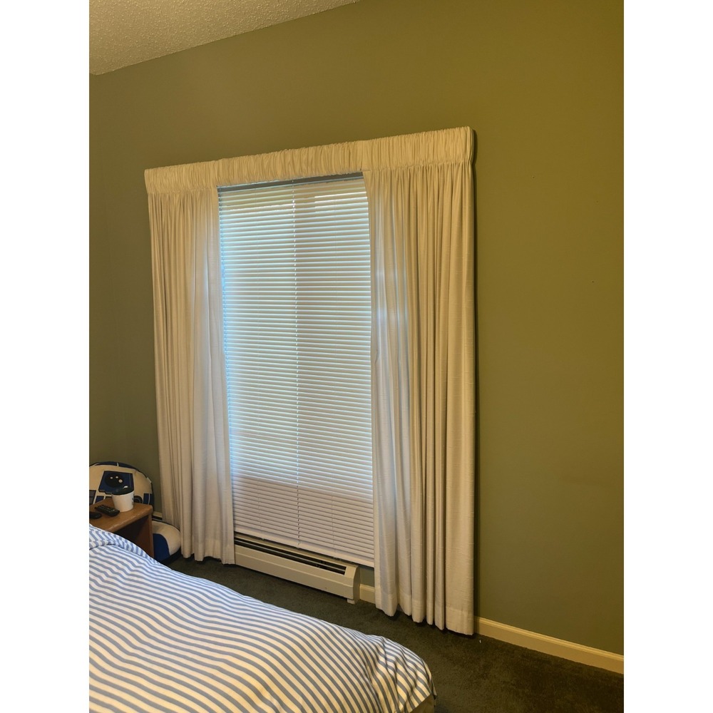 Cream White Textured Curtain Panels Drapes Pair With 2 Tassel Tiebacks Set